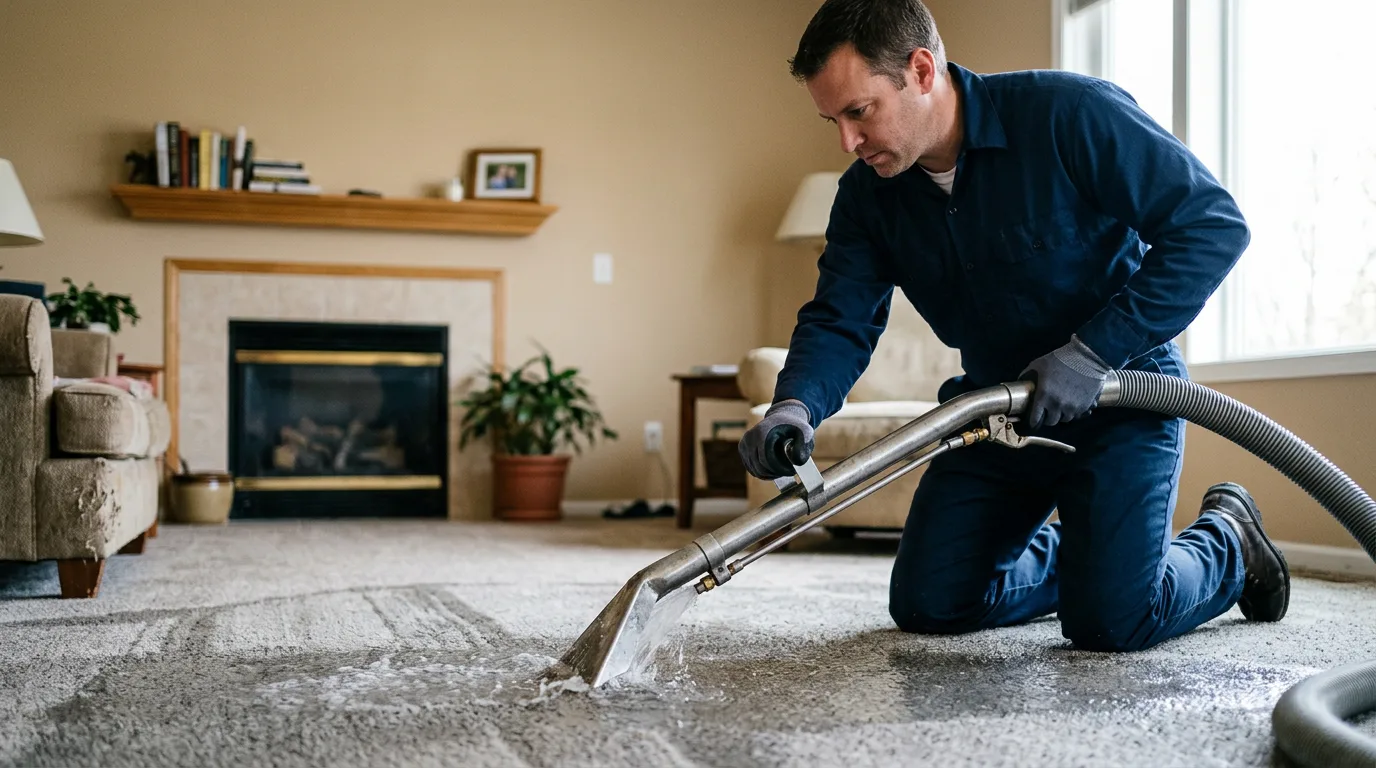 Water damage restoration technician working near Mass City, MI